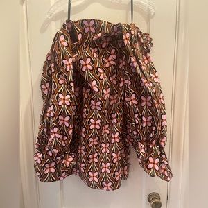 ASOS long sleeve off the shoulder floral mini dress with belt